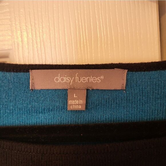 Daisy Fuentes blue/black striped long-sleeved sweater - Picture 3 of 5